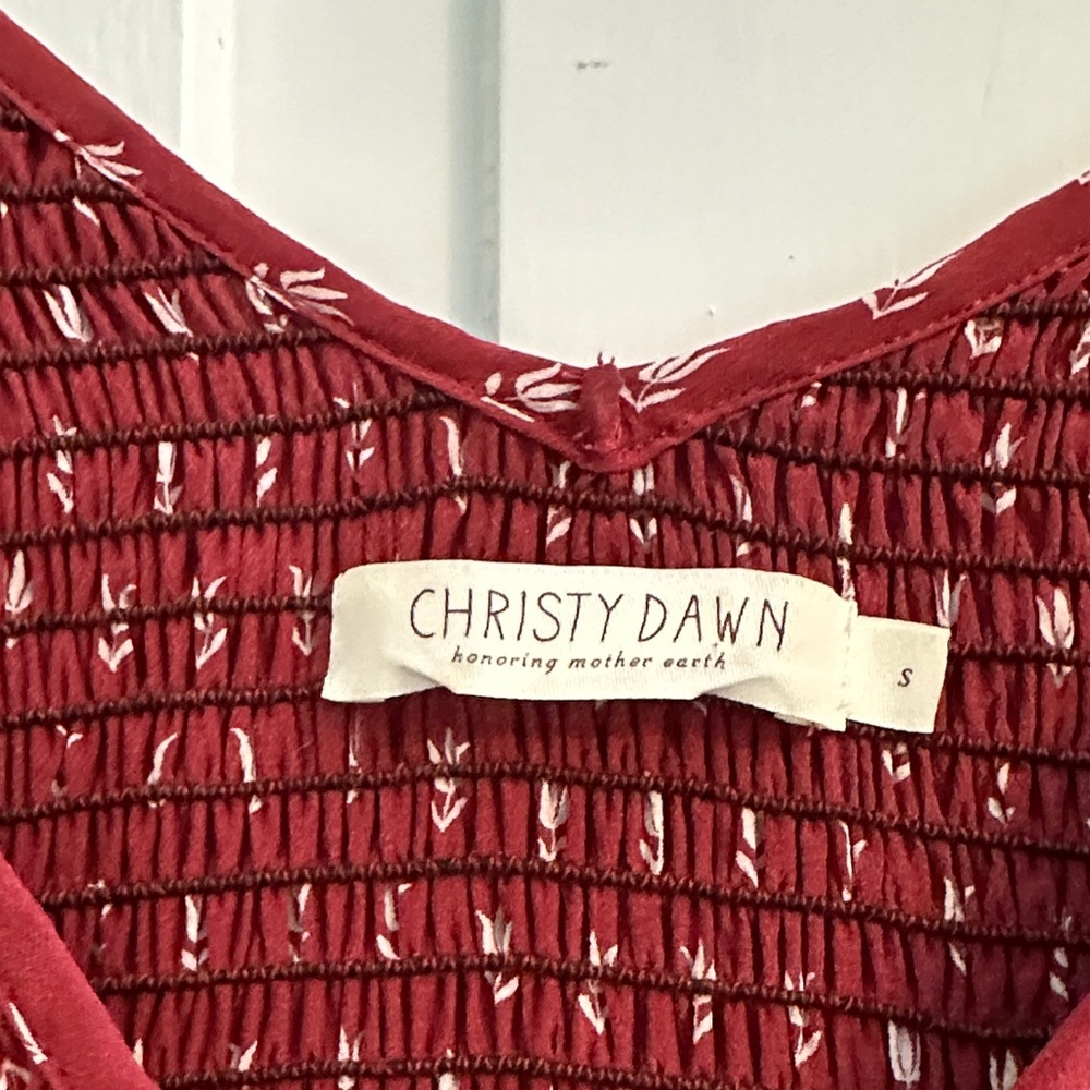 Christy Dawn Brooklyn Burgundy Maxi Dress with Smocked Bodice - Picture 2 of 4